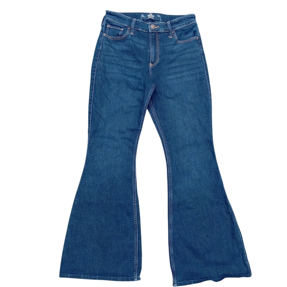 Hollister High Rise Flare Soft Stretch Size 8 Short/ 29 Short Dark Denim - Picture 1 of 9